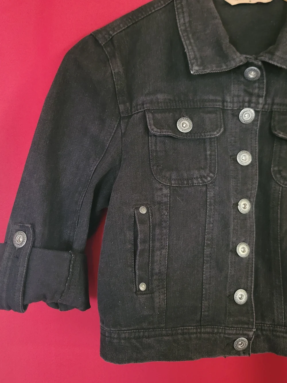 Highway Jeans Black Kids Denim Jacket with Roll-Tab Sleeves